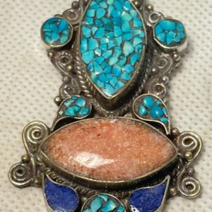 תכשיטים - תליון כסף טורקיז קורל ולפיס