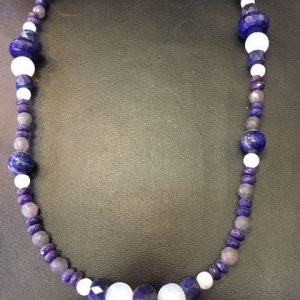 תכשיטים - שרשרת  לפיס, לברדורייט אופלית ומונסטון