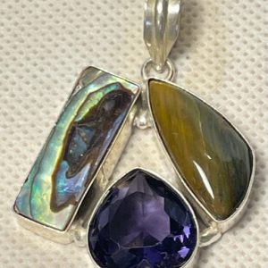 תכשיטים כסף - תליון עין הנמר לפיס ואבלון (צדף)