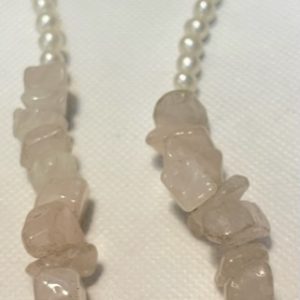 תכשיטים - כסף עבודת יד שרשרת פנינים ורוזקוורץ